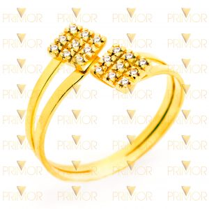 Anel de ouro duplo e vazado com 18 pedras AN061