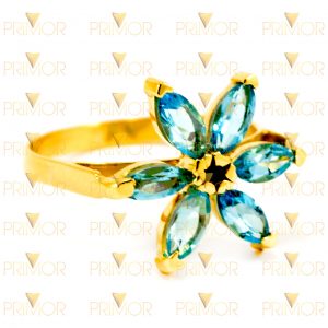 Anel de ouro em linda flor com pétalas com pedra a sua escolha AN040