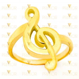 Anel de ouro modelo Musical com clave de sol vazado AN069