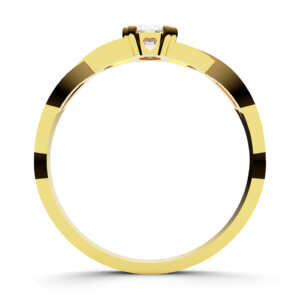 Anel de ouro tipo solitário com detalhe vazado e trançado AN007