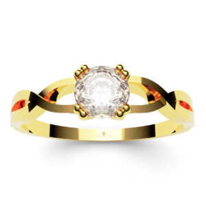 Anel de ouro tipo solitário com detalhe vazado e trançado AN007