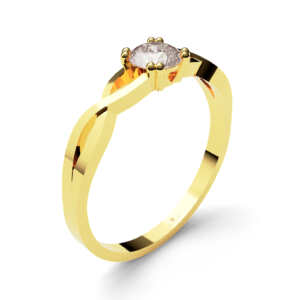 Anel de ouro tipo solitário com detalhe vazado e trançado AN007