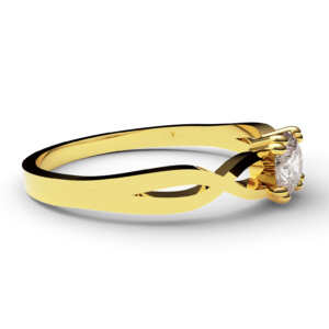 Anel de ouro tipo solitário com detalhe vazado e trançado AN007