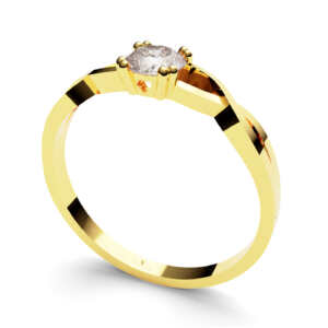 Anel de ouro tipo solitário com detalhe vazado e trançado AN007