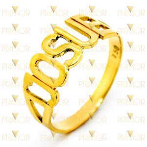 Anel de ouro unitário todo vazado com nome à sua escolha AN085