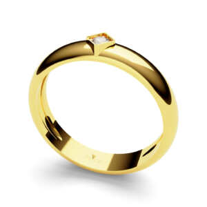 Anel solitário em ouro arredondado com acabamento especial DB007
