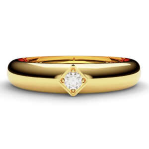 Anel solitário em ouro arredondado com acabamento especial DB007