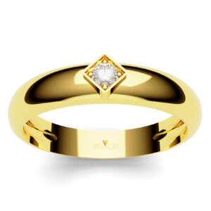 Anel solitário em ouro arredondado com acabamento especial DB007