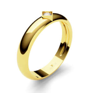 Anel solitário em ouro arredondado com acabamento especial DB007