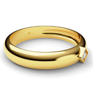 Anel solitário em ouro arredondado com acabamento especial DB007