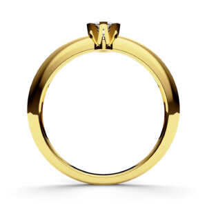 Anel solitário em ouro arredondado com garras vazadas e retas DB005