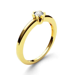 Anel solitário em ouro arredondado com garras vazadas e retas DB005