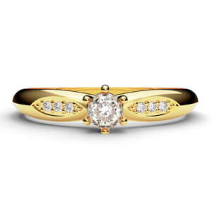 Anel solitário em ouro com corte facetado e pedra com 6 garras DB008