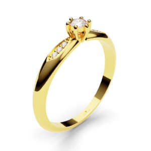 Anel solitário em ouro com corte facetado e pedra com 6 garras DB008