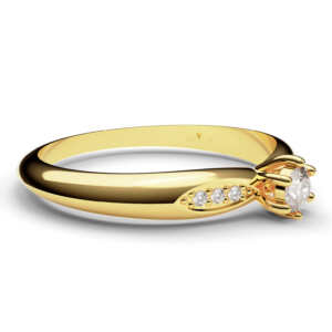 Anel solitário em ouro com corte facetado e pedra com 6 garras DB008