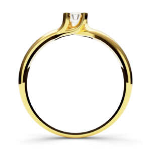 Anel solitário em ouro com efeito curvado com linda pedra DB006