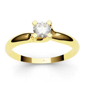 Anel solitário em ouro com efeito curvado com linda pedra DB006