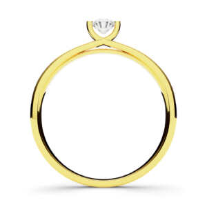 Anel solitário em ouro com pedra central e detalhe vazado trançado DB001