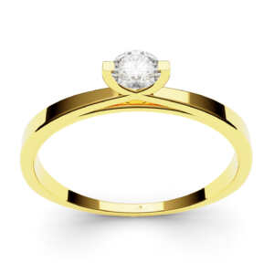 Anel solitário em ouro com pedra central e detalhe vazado trançado DB001