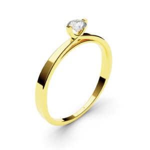 Anel solitário em ouro com pedra central e detalhe vazado trançado DB001