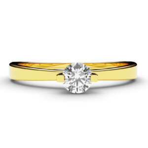 Anel solitário em ouro com pedra central e detalhe vazado trançado DB001