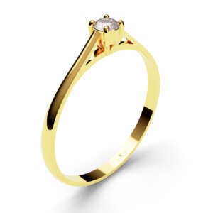 Anel solitário em ouro modelo com detalhe vazado e 4 garras DB009