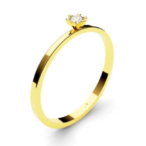Anel solitário em ouro modelo tradicional com pedra central AN011