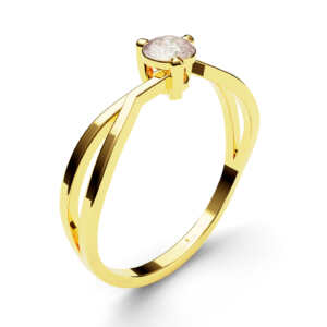 Anel solitário em ouro moderno com lindo detalhe vazado lateral DB004