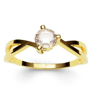 Anel solitário em ouro moderno com lindo detalhe vazado lateral DB004