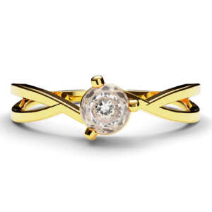 Anel solitário em ouro moderno com lindo detalhe vazado lateral DB004