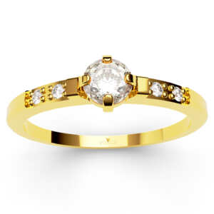 Anel solitário em ouro polido com pedra principal e nas laterais DB012