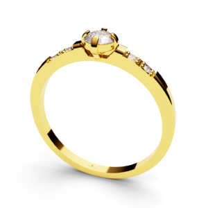 Anel solitário em ouro polido com pedra principal e nas laterais DB012