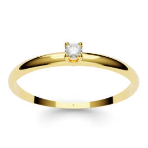 Anel solitário em ouro polido fino e delicado com pedra DB011