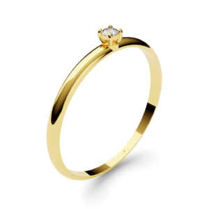 Anel solitário em ouro polido fino e delicado com pedra DB011