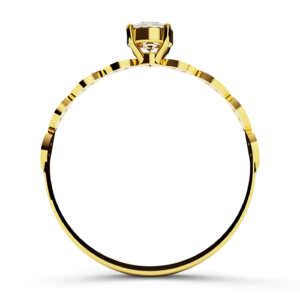 Anel solitário em ouro tipo solitário com gominhos e pedras DB003