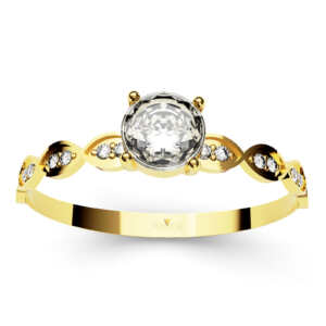 Anel solitário em ouro tipo solitário com gominhos e pedras DB003