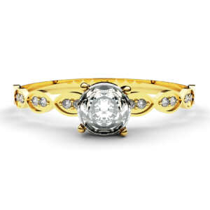 Anel solitário em ouro tipo solitário com gominhos e pedras DB003