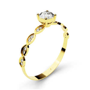 Anel solitário em ouro tipo solitário com gominhos e pedras DB003