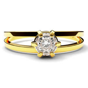 Anel solitário em ouro vazado com dois aros super delicado DB010