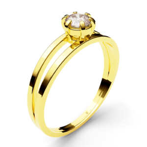 Anel solitário em ouro vazado com dois aros super delicado DB010