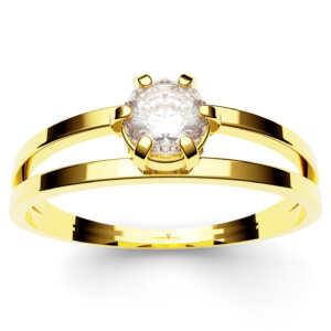 Anel solitário em ouro vazado com dois aros super delicado DB010