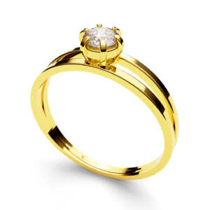 Anel solitário em ouro vazado com dois aros super delicado DB010