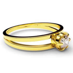 Anel solitário em ouro vazado com dois aros super delicado DB010