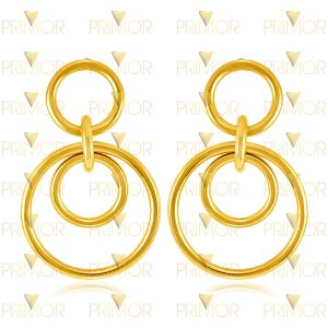 Brinco em ouro com argolas entrelaçadas redondas vazadas BR039