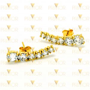 Brinco em ouro curvado estilo Ear cuff com 12 pedras BR051