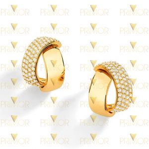 Brinco em ouro formato de argola moderna com pedras BR033