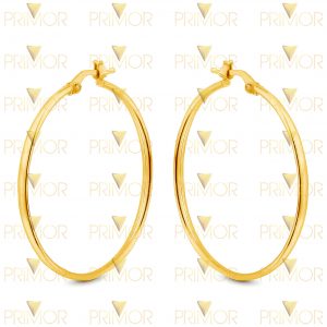 Brinco em ouro formato tipo argola oca de 4cm com fio redondo BR013