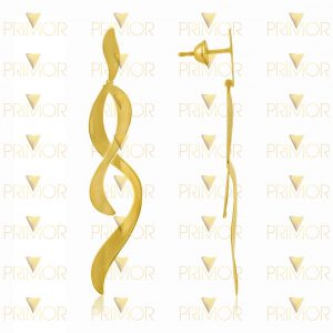 Brinco em ouro modelo curvado e trançado super moderno BR042