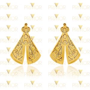 Brinco em ouro modelo Nossa Senhora gravação a laser BR069