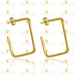 Brinco em ouro tipo argola oca no formato quadrado vazado BR022